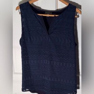 Market & Spruce Navy Textured Sleeveless Blouse